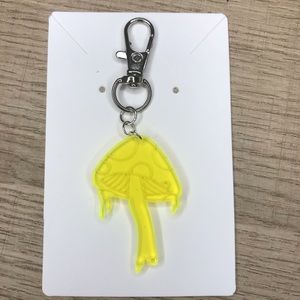 Yellow trippy mushroom keychain